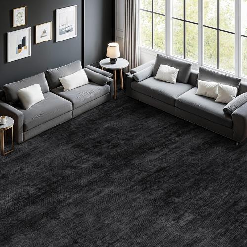5x7 Washable Area Rug, Black Solid Area Rugs for Living Room & Bedroom | Stain-resistant & Non-slip backing,Low Pile Washable Large Carpet, Solid Vintage Style For High Traffic Areas(5x7,Black)