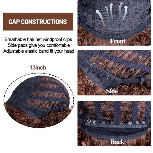 Afro Wigs for Black Women Kinky Curly Hair Wig about 280g/Piece Afro Synthetic Full Wigs Soft and Fluffy Like a Bomb 12 Inches Short Kinky Curly Hair (Ombre Brown)