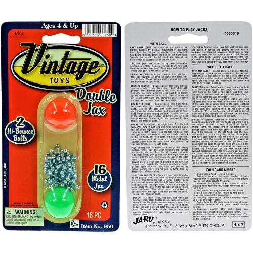 JA-RU Vintage Metal Jacks Game Set/Two Bouncy Balls.(1 Pack) Mini Jax Toy. Classic Family Retro Classics. Bulk Party Favors, Stocking Stuffers. 950-1B