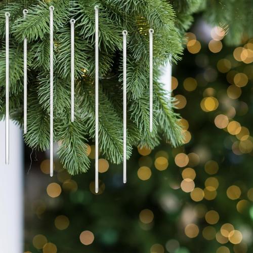 Yungyan 50 Pcs Glass Icicle Ornaments for Winter Tree 11.75 9.75 7.75 5.75 3.75 Icicles Hanging Ornament Set Various Glass Crystal Ornaments Decor for White or Silver Winter