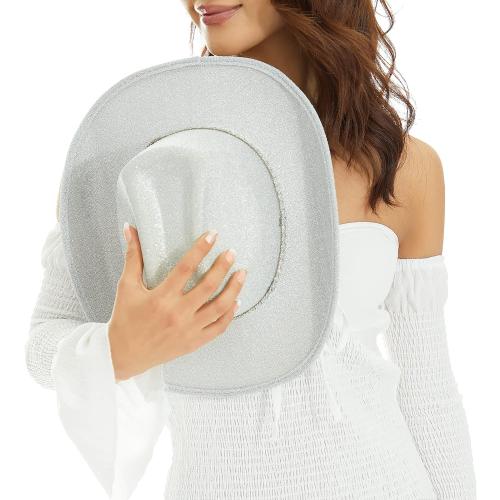 MBMSHEGH Cowgirl Hat Cowboy Hats for Women Fluffy Feather Brim Cowboy Hat for Bachelorette,Cosplay Fancy Dress Dress-up Party