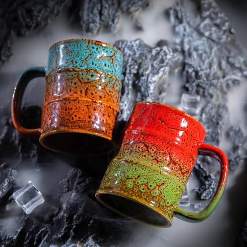 Coffee Mugs Set of 4,12 Oz Coffee Cups Ceramic, Perfect for Office Family Gatherings - Dishwasher and Microwave Safe (4, Green and Blue)