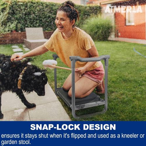 Foldable Garden Kneeler Seat Heavy Duty [Upgraded Widened Thick Kneeling Pad] Garden Stool with Large Garden Tool Bags with Pockets - Portable Garden Bench Gardening Gifts for Parents