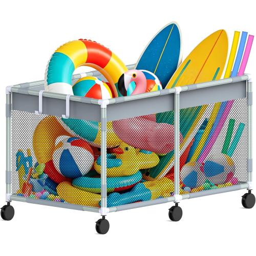 285 Gallon 69 Pool Float Storage – XXL Large Outdoor Pool Toy Storage Organizer for Pool Noodles, Toys, Floats, Equipment, Mesh Rolling Pool float Holder for Swimming Accessories, 69Lx33Wx35H Inch