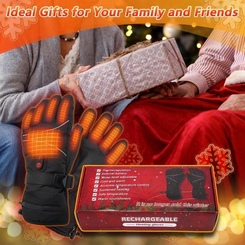 Heated Gloves for Men Women, Rechargeable Battery Powered, Waterproof Windproof Thermal Touchscreen Heating Gloves for Skiing, Riding, Hiking (L)