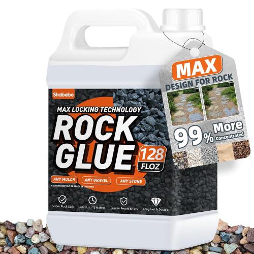 Rock Glue,1 Gallon 99% Stronger Bond Gravel Binder for Pea Gravel, Pebble&Stone-Stop Shifting, Reduce Mess, Strong Hold for Yards, Patios, Garden Walkways, Pet Safe Mulch Bond for Landscaping