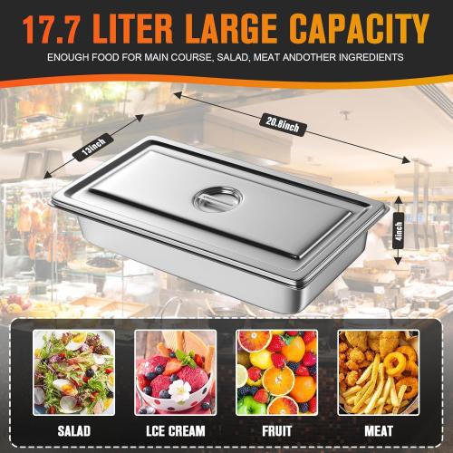 Hotel Pan, Full Size Steam Table Pan 4 Deep Stainless Steam Table Pan with Lid Full Size Food Pan 20.8 L x 13 W Anti Jam Stainless Steel Buffet Pan Commercial Stainless Steel Pan (4 Pack)