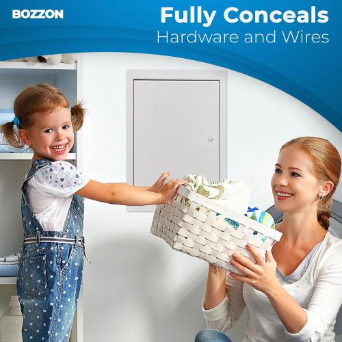 BOZZON Access Panel for Drywall 14 x 29 inch – Metal Door with Screwdriver Latch, 18 GA Steel Frame, Wall Hole Cover, Plumbing Access Door, White