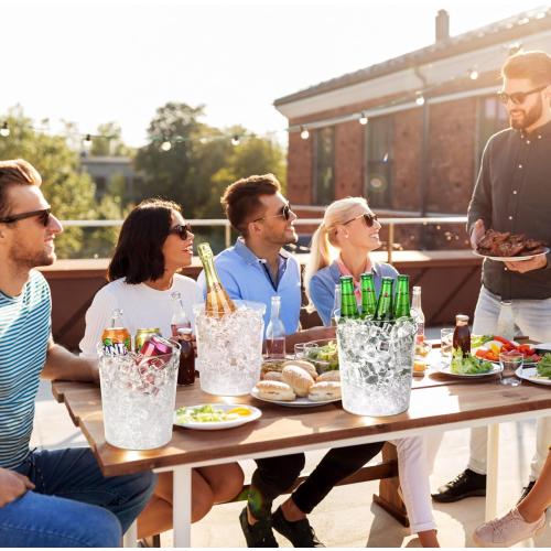 Pack of 6 Tiawudi 6 Pack Ice Bucket, Plastic Wine Chiller for Champagne, Beverage, Soda and Beer, Wine Bottle Cooler, Ice Tub, Multi-Use Clear Bucket as Vase, Flower Pot or Trash Bin