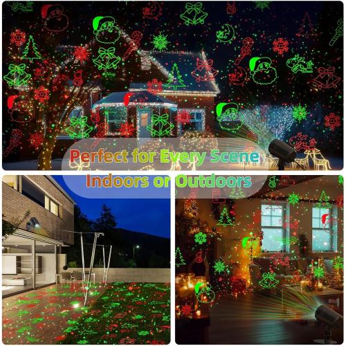 Laser Christmas Projector Lights Outdoor, Waterproof with Remote, Multiple Classic Christmas Patterns for Garden Outdoor, Indoor Home Party Christmas Décor Christmas Gift