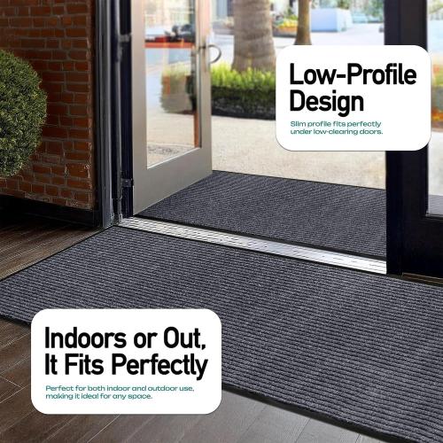 MaxMat® Extra Large Commercial Door Mat, Rubber Border Heavy Duty Door Mat, Waterproof, Low-Profile, Easy to Clean, Rubber Entry Mat. (Grey)