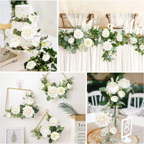 AmyHomie Ivory Artificial Flowers Combo Silk Mix Peony Rose Hydrangea Fake Flowers w/Stem for DIY Wedding Bouquets Centerpieces Arrangements Table Fall Decor Party Bridal Baby Shower Home Decorations