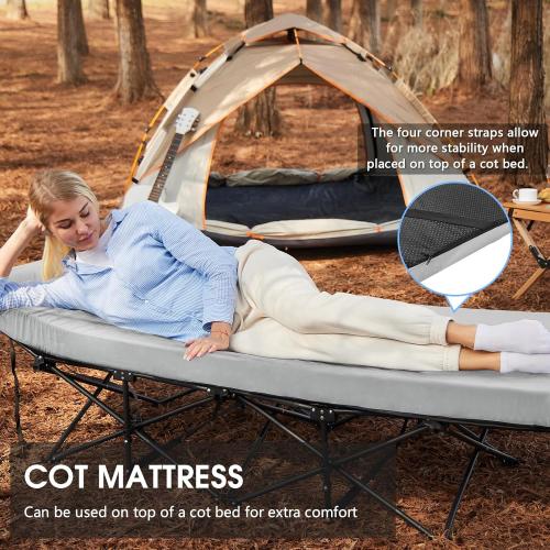 GREY CYMULA Memory Foam Camping Mattress Pad,3inch Sleeping Pad for Camping,Non-Slip Bottom Floor Cot Car Mattress Bed with Retaining Portable Roll up Mattress Pad Mat for Travel Truck Guest Bed Tent