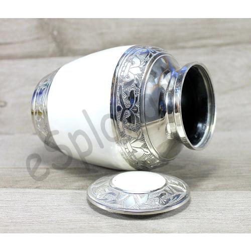 eSplanade Cremation Urn Memorial Container Jar Pot | Metal Burial Urns | Keepsake for Ashes | Brass - White - 6 Inches (Medium)