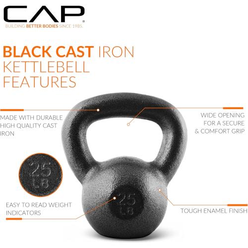 CAP Barbell Cast Iron Kettlebell - Coated Options, Singles and Sets, Multiple Weight Choices