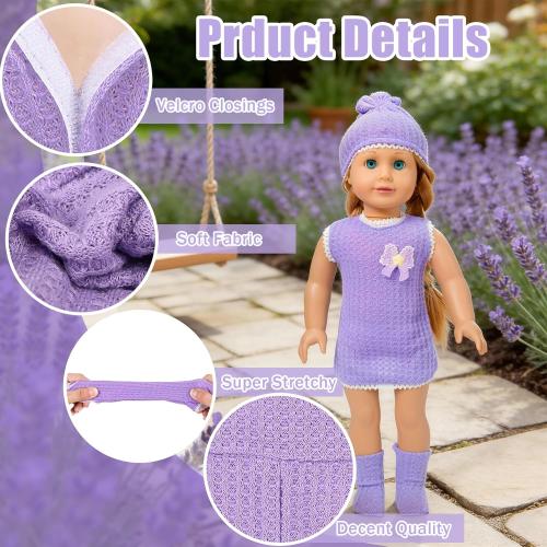 7 Set Baby Doll Clothes,14-18 inch Reborn Doll Clothes Accessories Dress with Hats Socks Outfits Fits for 43cm New Born/15 inch Bitty/16 Inch Baby Dolls