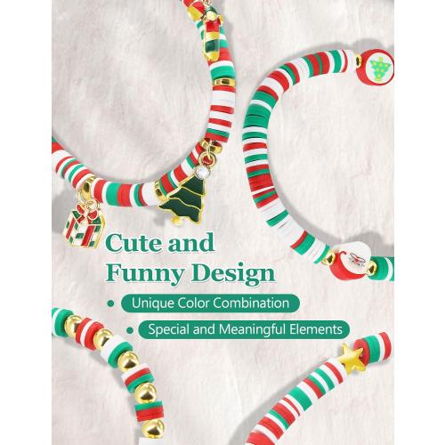 Christmas Beaded Bracelet Band Women Compatible with Apple Watch 42mm(S3/2/1) 44/45/46/49mm Cute Preppy Handmade Elastic Stretch Strap for iWatch Series 11/10/9/8/7/6/5/4/3/2/1/SE/Ultra (M)