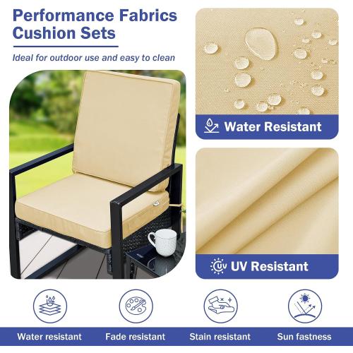 Outdoor Seat Cushion Set 24 x 24 x 4 Inch, Outdoor Cushions for Patio Furniture, Waterproof & Fade Resistant Outdoor Chair Cushions, Deep Seat Cushions with Removable Cover, Beige
