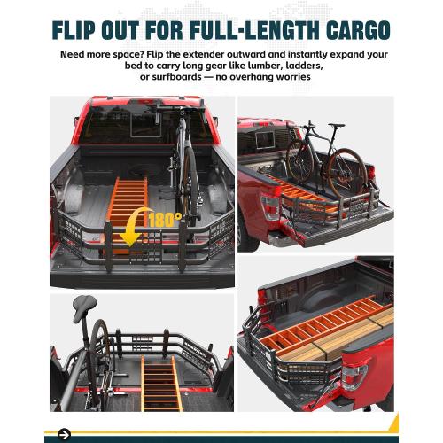 Truck Bed Extender for Nissan Frontier 2022 2023 2024 2025 2026, Tailgate Mount Cargo Extension, Fold-in/Fold-Out Pickup Storage