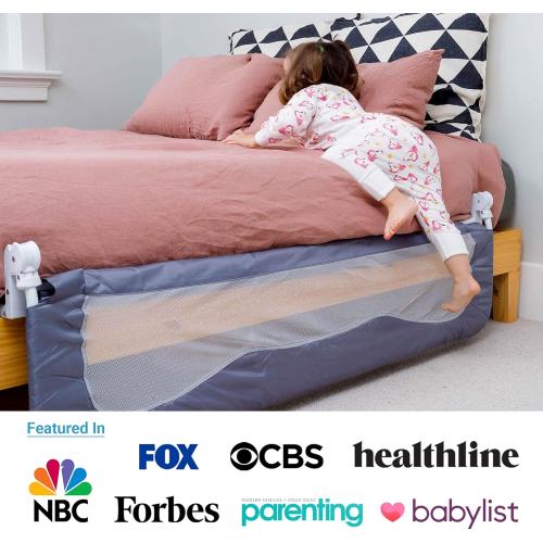 TotCraft Bed Safety Rails for Toddlers - Bed Rail Guard for Queen, King, Full Szie, Twin Mattress Bed (Grey, 59Wx23.5H Inch (Long Extra Tall))
