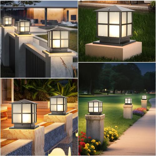 SLAWA Outdoor Post Lights Fixture, Modern Yard Entry Outdoor Column Lights with Aluminum Housing, Patio Pillar Lights Outdoor with Tempered Glass, IP65 Waterproof