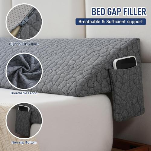 Grey Patent Bed Wedge Pillow Headboard Pillow Mattress Wedge Triangle Pillow Reading Pillow Long Bolster Pillow Bed Gap Filler Mattress Gap Filler Between Your Headboard