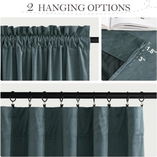 StangH Velvet Blackout Curtains for Boys Bedroom, Soft Modern Energy Efficient Window Drapes 90 Inch Noise Reducing Privacy Panels for Home Office Nursery, Dark Slate, W52 x L90, 2 Panels