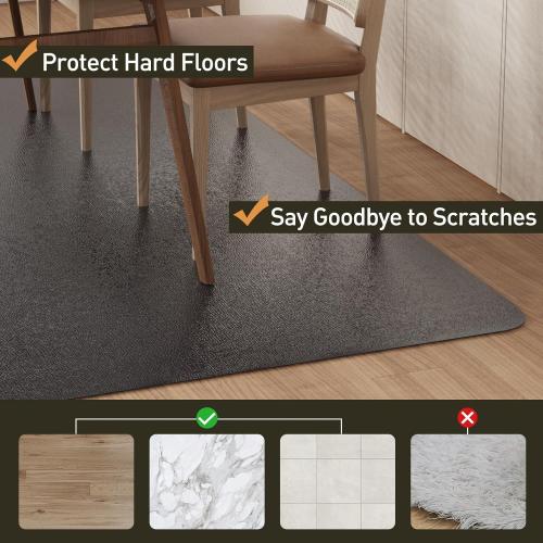 Size XL Color Black Zpai Area Floor Mat for Home Large Black No Slip Waterproof Vinyl Area Rug for Under Dining Room Table, Spill Resistant Hard Floor Protector Cover, Easy Clean Splat Mat for Under High Chair