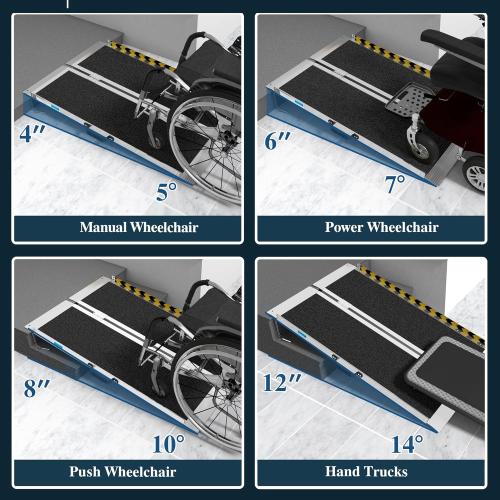 Portable Wheelchair Ramp 4FT, Non-Slip Aluminum Folding Handicap Ramp for Home Steps, 600LBS Capacity Threshold Ramp for Doorways, Stairs, Scooters