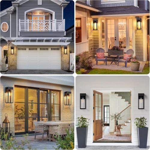 Porch Lights with GFCI Outlet, Large Motion Sensor Outdoor Lights