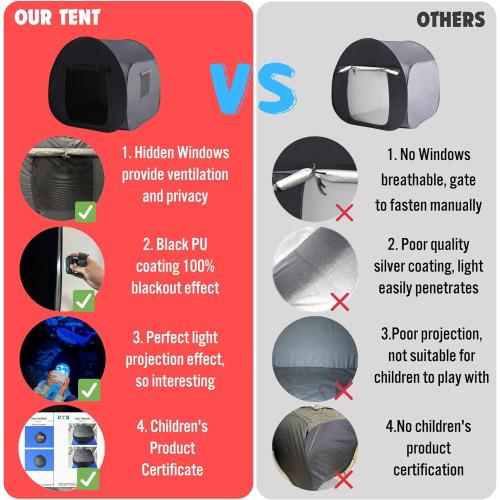 Size 47x47 Color Black Sensory Tent for Kids & Adults with Autism, ADHD, SPD - CPC Certification Large Size 47x47in Calm Corner Helps Children Relax, Reduce Anxiety & Improve Focus - Pop-up Blackout Play Tent