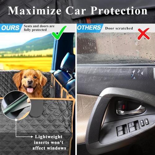 Dog Car Seat Cover for Back Seat, Hard Bottom Car Seat Cover for Dogs with Door Protectors for Traveling and Camping with Pets, Waterproof and Scratch-Resistant, Suitable for Cars