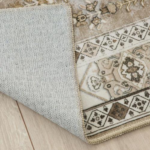 Rineflo-9'x12' Area Rugs,Machine Washable Rug for Living Room Dinner Room Bedroom,Bohemian Style Soft Non Slip Rug Carpet,Oriental Vintage Low Pile Large Area Rug(Brown, 9'x12')