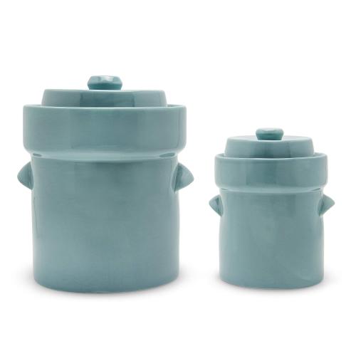 Fermentation Crock Jar Sauerkraut Crock - For Onggi Kimchi Pot (0.5 Gallon) Ceramic Fermenting Crock with Glazed Weights for Fresh Chinese Pickle, Kimchi & Kombucha - Stoneware Pickling Crock
