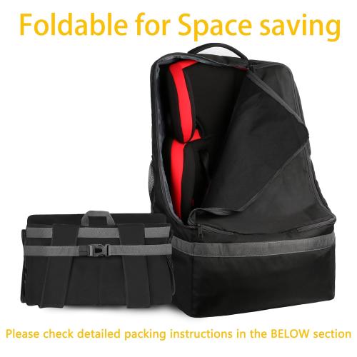 Black and Grey 17x17x28 YOREPEK Padded Car Seat Travel Bag Backpack for Airplane, Heavy Duty Car Seat Bags for Air Travel, Carseat Cover for Airplane Travel with Shoulder Strap, Car Seats Carrier for Airport, Black
