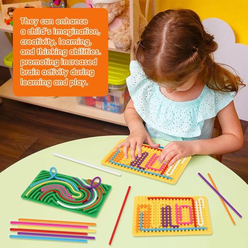 2pcs Sensory Activity Board, Double-Sided Silicone Fidget Toys for Kids 3  & Adults, Sensory Toys for Anxiety, ADHD, Autism, Calming, Includes Travel Bag & 20 Strings, Yellow & Green