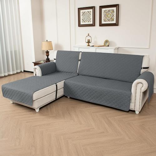 Grey XL Sectional Couch Covers 100% Waterproof L Shaped Sofa Slipcover Reversible Chaise Lounge Cover for Sectional Sofa Cover for Pets Cat Dog Kids Family