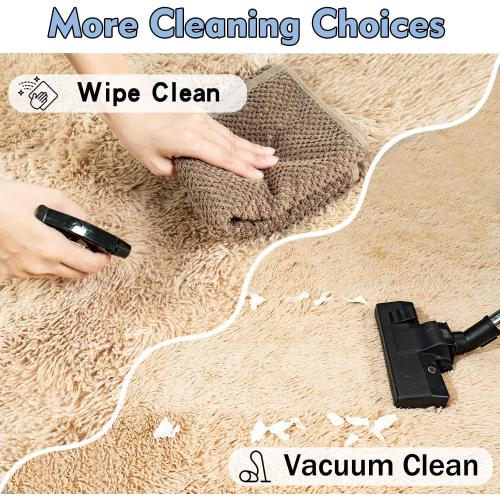 Rezutan Fluffy Rug for Living Room Bedroom,Soft Large Comfy Modern Shaggy Fuzzy Kids Rug for Living Room, Plush Indoor Nursery classroo Home Decor Bedside with Non-Slip Bottom,Camel, 8X10 Feet