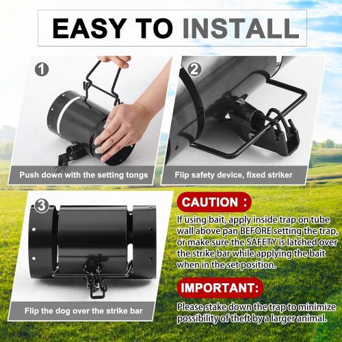 Qualirey Tube Squirrel Trap Rust Resistant Trap 4.5'' in Diameter with a Setting Tongs for Backyards Patios Gardens, Safe and Effective Pest Control Commercial and Residential Use(1 Pcs,7.5 Inch)