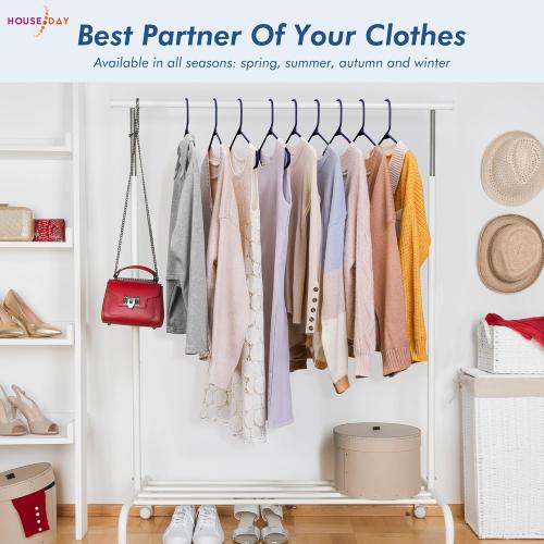 HOUSE DAY Blue Plastic Hangers 60 Pack, Clothes Hangers with Non Slip Hooks, Durable & Space Saving Coat Hanger, Light-Weight Clothing Hangers, Perfect Closet Organizer for Everyday Use