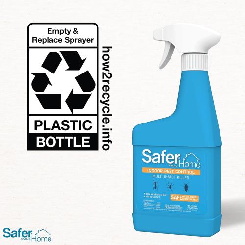 Safer Brand Safer Home SH110 Indoor Ant, Fly, Roach, Spider, Silverfish & Flea Killer Ready-to-Use Spray – Made with Natural Oils – 24 fl oz, Blue