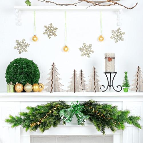 18 Pieces Wooden Christmas Tree Crafts 3D Natural Cutouts Rustic Wood Christmas Tree Decorations Decorative Wood Home Table Decors for Holidays Parties Anniversaries Decorations