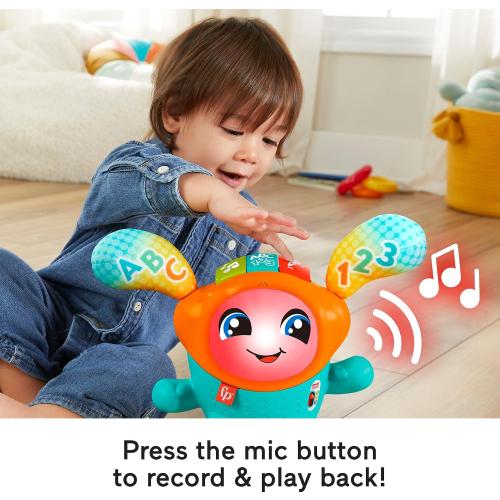 Fisher-Price Baby & Toddler Learning Toy DJ Bouncin’ Beats with Music Lights & Bouncing Action for Ages 9  Months, Multilanguage Version