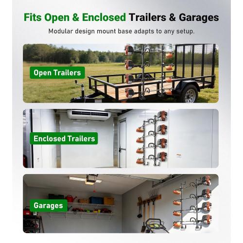 ELITEWILL Weedeater Rack for Open/Enclosed Trailers, Heavy-Duty 4 Place Commercial Trimmer Rack for Trailer Work Landscape Truck Holder Trailer Equipment Accessories Weed Eater Racks w/Lock
