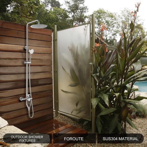 Shower Faucet - Shower Faucets Sets Complete, Shower System - Outdoor Shower Kit/Outdoor Shower Enclosure/Outdoor Shower Fixtures W/ SS304 Shower Head & Handheld High Pressure, Brushed Nickel