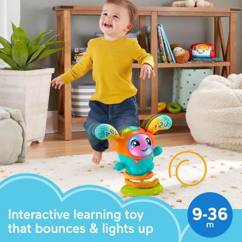 Fisher-Price Baby & Toddler Learning Toy DJ Bouncin’ Beats with Music Lights & Bouncing Action for Ages 9  Months, Multilanguage Version