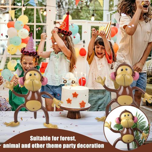 Set of 3 FUTUREPLUSX 3 PCS Inflatable Monkeys, Jungle Animal Balloons Jungle Themed Birthday Party Decorations Baby Shower Party Supplies