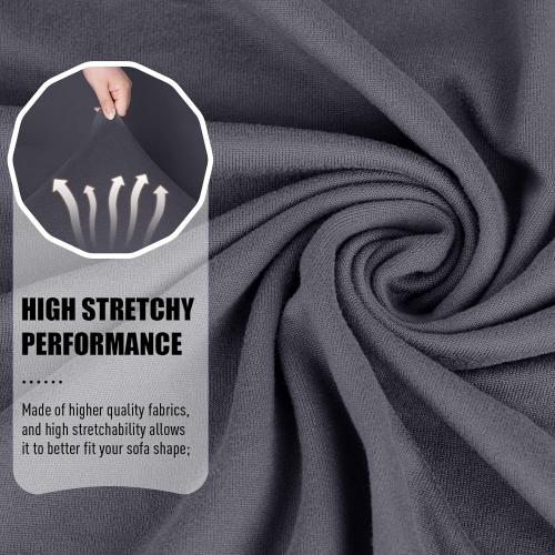 TAOCOCO Recliner Sofa Slipcover, 3 Pieces Polyester Fabric Stretch Sofa Covers for 3 Seat Reclining Couch, Soft Washable Furniture Protector with Pockets (3 Seat, Dark Gray)