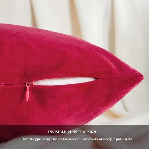 Miullee ...Red Velvet Decorative Throw Pillow Covers for Sofa Bed 2 Pack Soft Cushion Cover