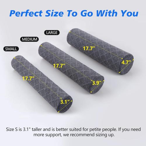 Cozyhealth 3.1 H Small Cervical Roll Pillow, Medium Soft Memory Foam Neck Round Pillow Cylinder Bolster Pillow for Sleeping, Round Neck Support for Bed, Legs, Back and Yoga (Grey, Small - 3.1 H)